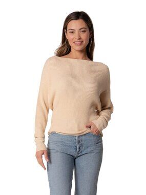 Lovestitch Sweater Size Small Snuggle Up Off Shoulder Ribbed Knit Waffle Knit